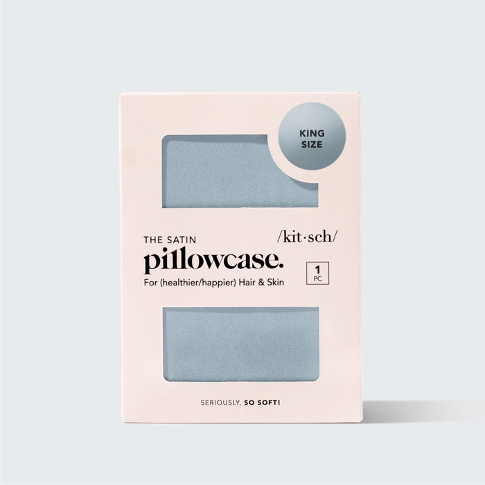 KITSCH Haze Blue King Satin Pillowcase 2 Pack — retail packaging