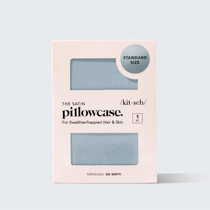 KITSCH Haze Blue Standard Satin Pillowcase 2 Pack — retail packaging