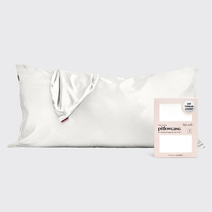KITSCH Ivory King Satin Pillowcase — hero shot — smooth satin for frizz-free, crease-free sleep