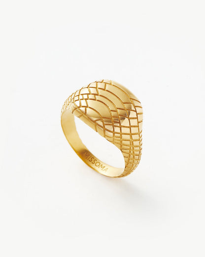 Serpent Textured Signet Ring | 18ct Gold Plated Rings Missoma