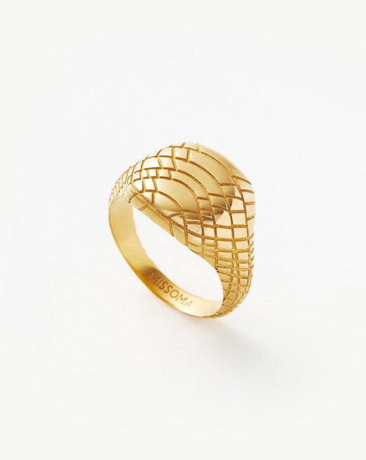 Serpent Textured Signet Ring | 18ct Gold Plated Rings Missoma