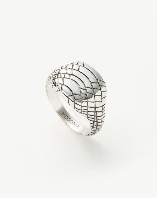 Serpent Textured Signet Ring | Silver Plated Rings Missoma