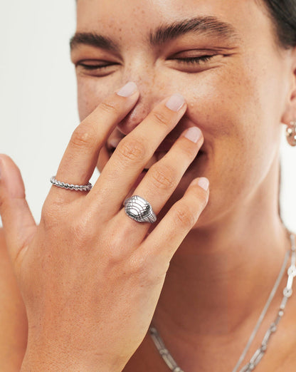 Serpent Textured Signet Ring | Silver Plated Rings Missoma