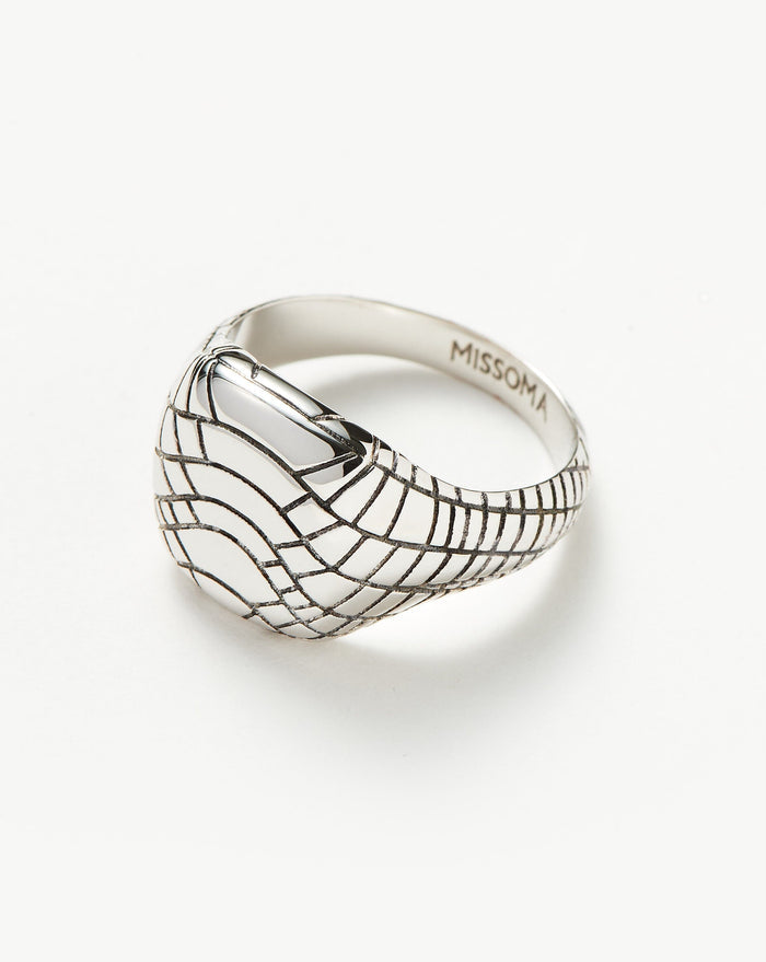 Serpent Textured Signet Ring | Silver Plated Rings Missoma