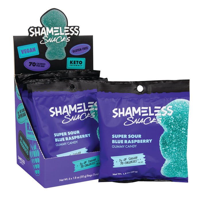 Shameless Snacks Blue Raspberry Sour Gummy Candy - 6 Count