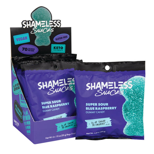 Shameless Snacks Blue Raspberry Sour Gummy Candy - 6 Count