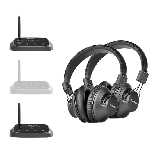 Shift Wireless Home Entertainment System. Multi-Channel Switchable Wireless TV headphone Set, ideal for multiple TVs