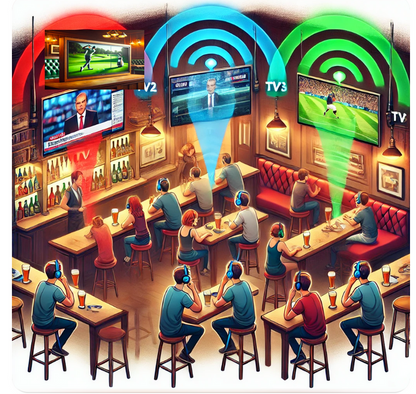 Shift Wireless Home Entertainment System. Multi-Channel Switchable Wireless TV headphone Set, ideal for multiple TVs