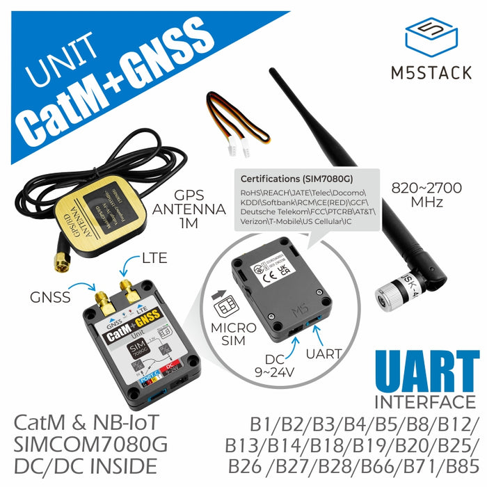 SIM7080G CAT-M/NB-IoT+GNSS Unit with Telec Antenna - m5stack-store