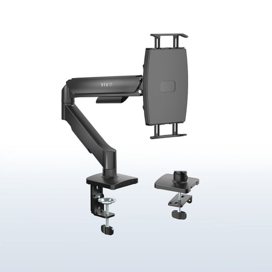 Single Mechanical Arm Desk Mount for Tablets, 2-in-1 Laptops, Portable Monitors