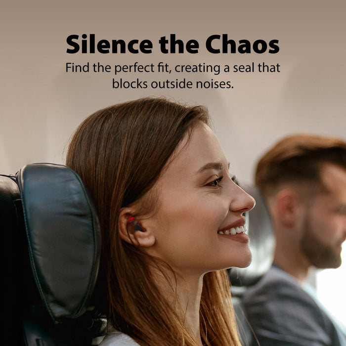 Sky Ace Travel Earbuds with Adapter Set for airplanes featuring noise isolation, ergonomic fit, and multiple ear tips for comfortable travel.