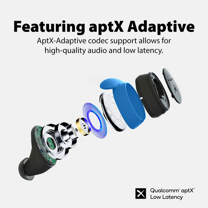 Sky Ace Travel Earbuds with Adapter Set for airplanes featuring aptX Adaptive,  balanced sound, and low-latency wireless audio.