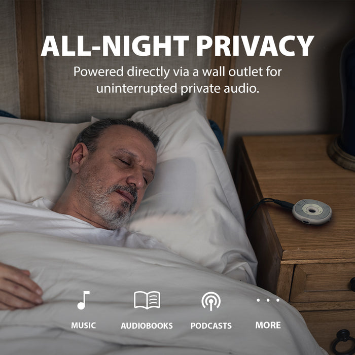 Slumber Bluetooth Pillow Sleep Headphones with MP3 Player, outlet powered for uninterrupted audio playback  music, audiobooks, podcasts, and more.