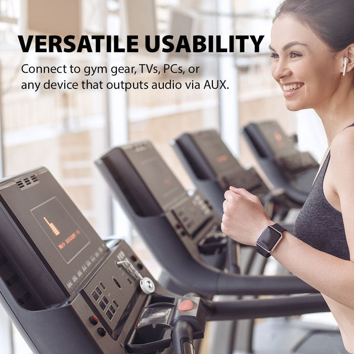 SoundJet R2 Bluetooth Adapter for Airplane, PC, Gym, and PS5, compatible with any bluetooth headphones, AUX devices, workouts, and entertainment.