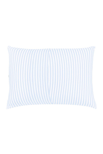 Envelope closure on the back of the Standard Pillowcase in Small Mist Stripe