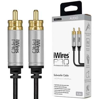 Techlink 711055 iWires PRO High-Fidelity Subwoofer Cable 1 RCA to 1 RCA - 5 metres