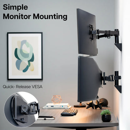 Telescoping Dual Monitor Wall Mount + Single Ultrawide Monitor Wall Mount Simple Mounting