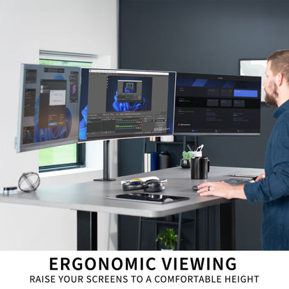 Telescoping Triple Monitor Desk Mount - Up to 38" Screens