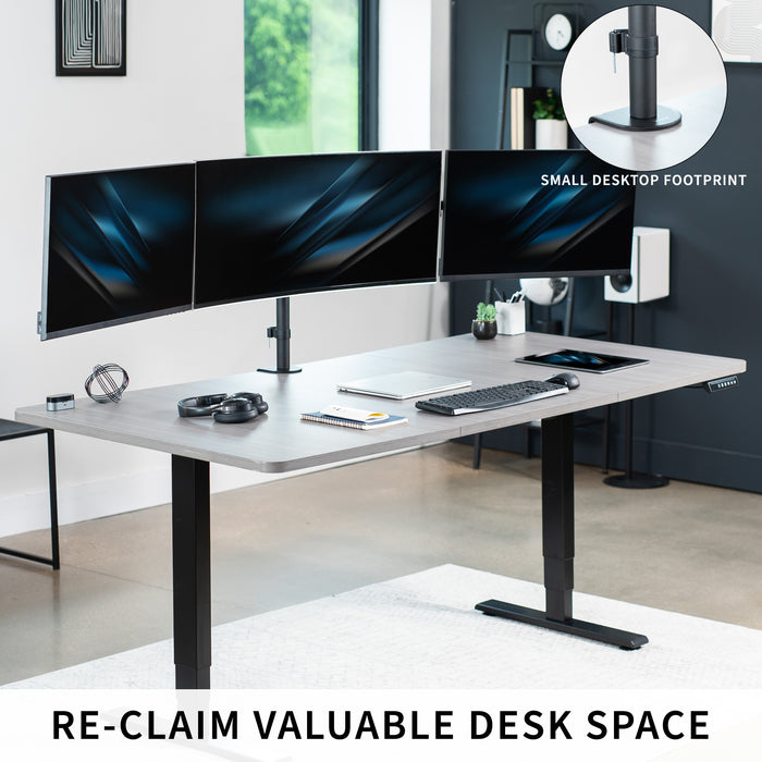 Telescoping Triple Monitor Desk Mount - Up to 38" Screens