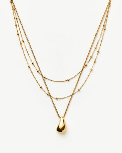 Savi Droplet Pendant & Double Necklace Set | 18ct Gold Vermeil Layering Sets Missoma