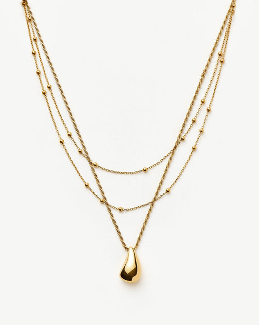 Savi Droplet Pendant & Double Necklace Set | 18ct Gold Vermeil Layering Sets Missoma