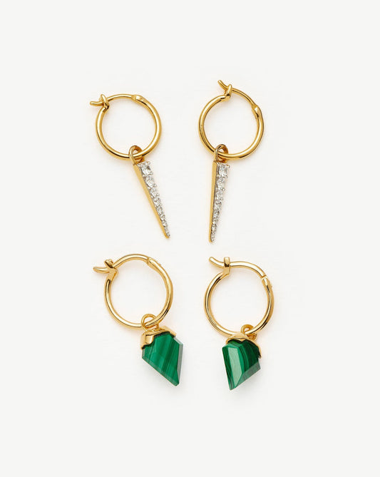 Shield & Spike Charm Hoop Earring Set | 18ct Gold Vermeil Layering Sets Missoma