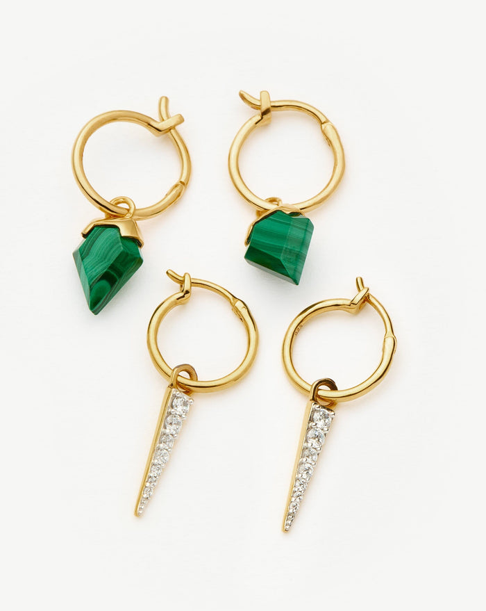 Shield & Spike Charm Hoop Earring Set | 18ct Gold Vermeil Layering Sets Missoma