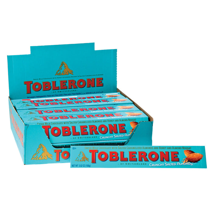 Toblerone Milk Chocolate Crunchy Salted Almond Candy Bar - 20 Count