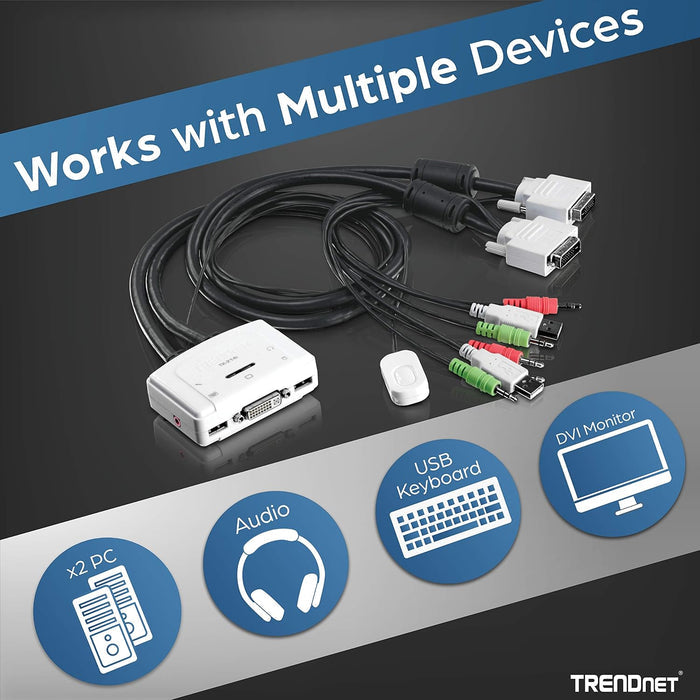 TRENDnet 2Port DVI USB KVM Switch And Cable Kit With Audio TK-214i