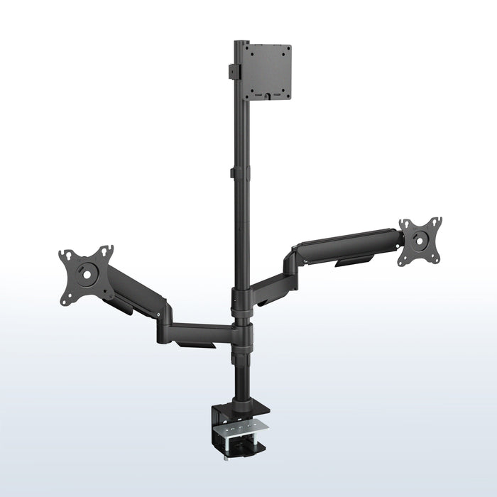 Triple Monitor Desk Mount (2 Mechanical Arms + 1 Fixed) - 32” / 49" Screens