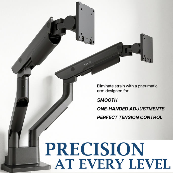 Pro Pneumatic Arm Dual Ultrawide Monitor Desk Mount Precision Leveling