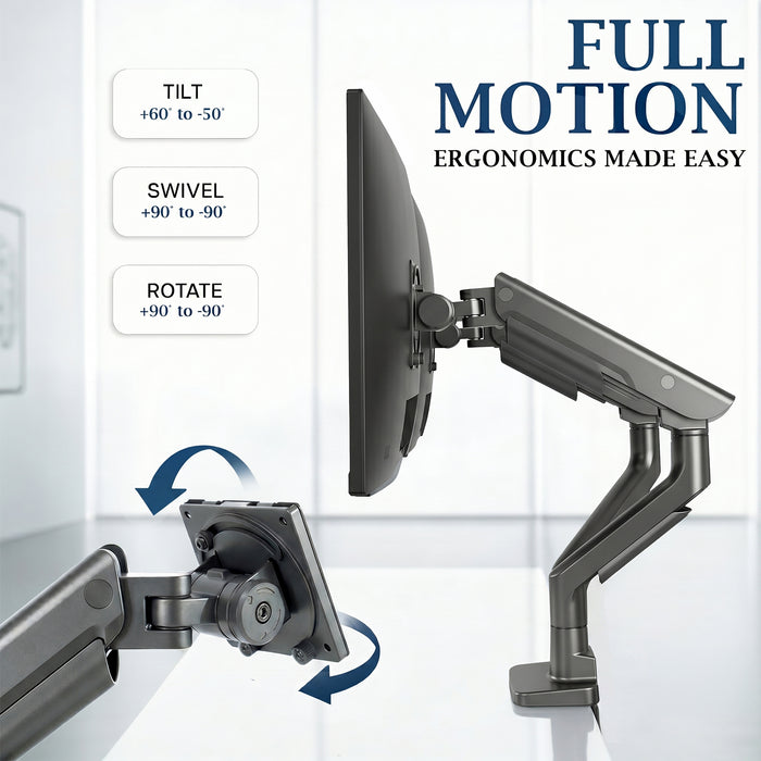Pro Pneumatic Arm Dual Ultrawide Monitor Desk Mount Full Motion