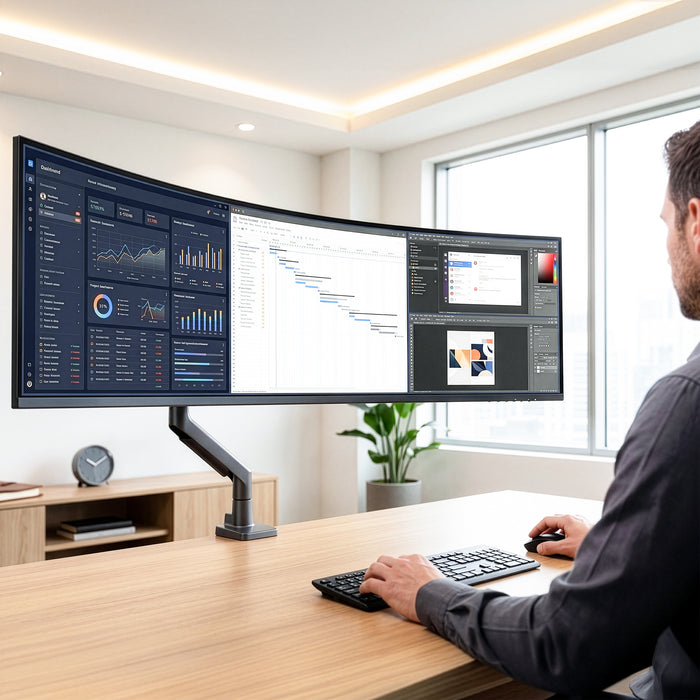 Pro Pneumatic Arm Single Ultrawide Monitor Desk Mount