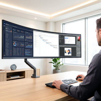 Pro Pneumatic Arm Single Ultrawide Monitor Desk Mount