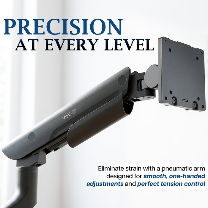 Pro Pneumatic Arm Single Ultrawide Monitor Desk Mount Precision Leveling