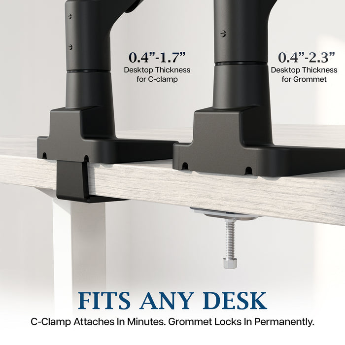 Pro Pneumatic Arm Single Ultrawide Monitor Desk Mount Desk Fit