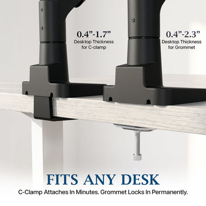 Pro Pneumatic Arm Single Ultrawide Monitor Desk Mount Desk Fit