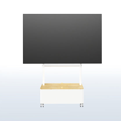 White / Bamboo Studio TV Cart w/ Storage Box - 43” to 65” Screens