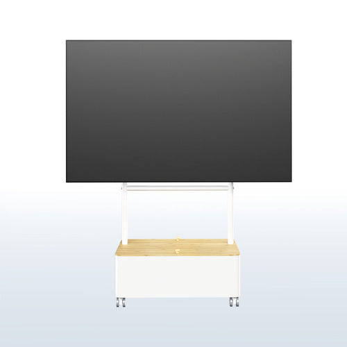 White / Bamboo Studio TV Cart w/ Storage Box - 43” to 65” Screens